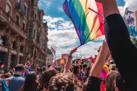 lgbt flag at a parade